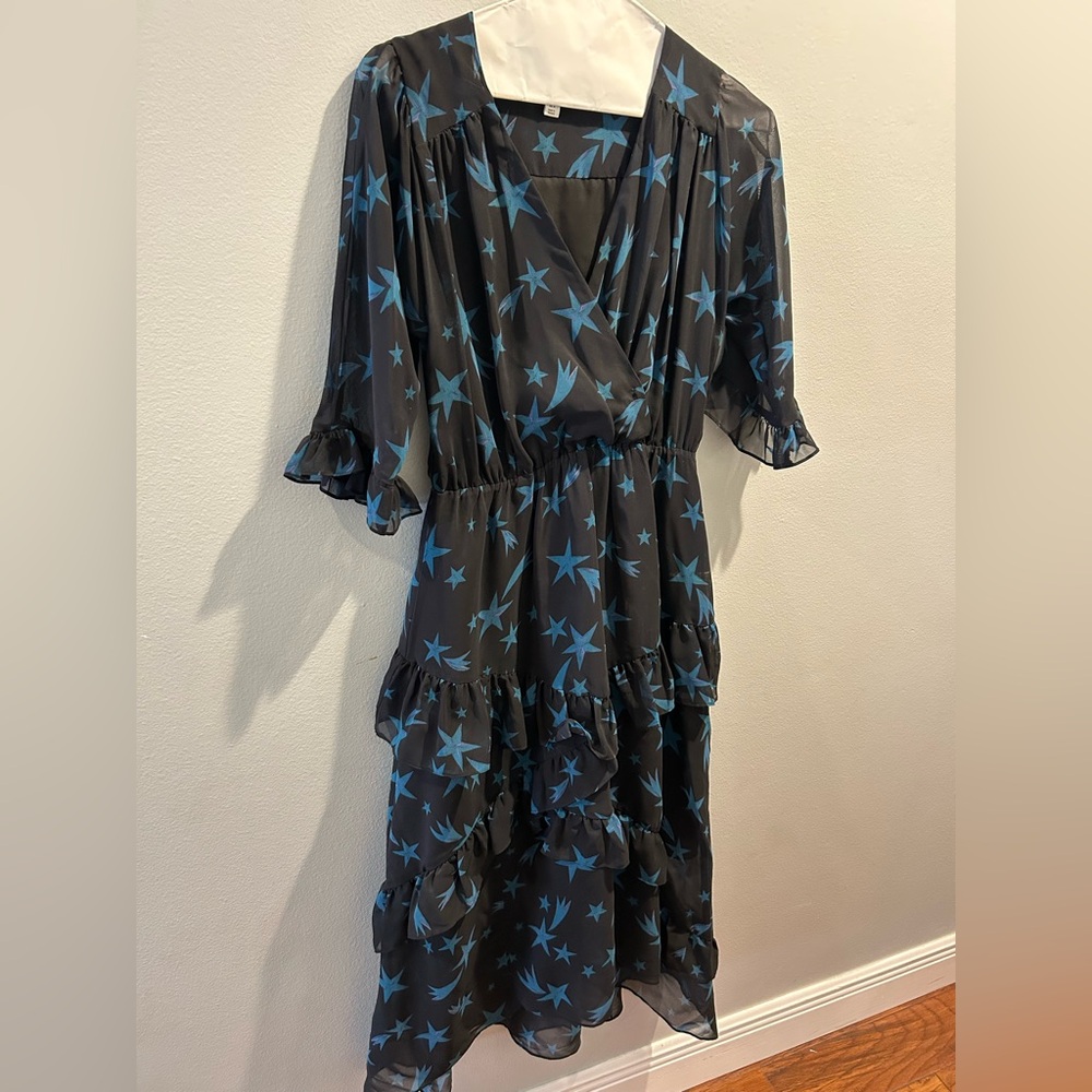 Topshop Black Blouse with Blue Accents